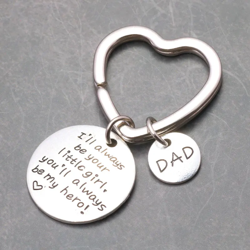 

Dad I'll Always Be Your Little Girl,You'll Always Be My Hero Stainless Steel Keychains Llaveros Family Fathers Day Gifts Keyring