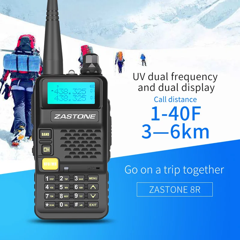 ZASTONE 8R портативной рации 5 Вт VHF/UHF 136-174 мГц/400-520 мГц Dual Band 128 Каналы двусторонней