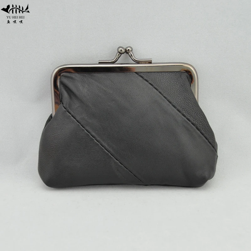 Kiss Lock Coin Purse Ladies Genuine Leather Mini Wallet Women Metal Frame Pouch Kiss Lock Coin Purse Ladies Genuine Leather Mini Wallet Women Metal Frame Pouch