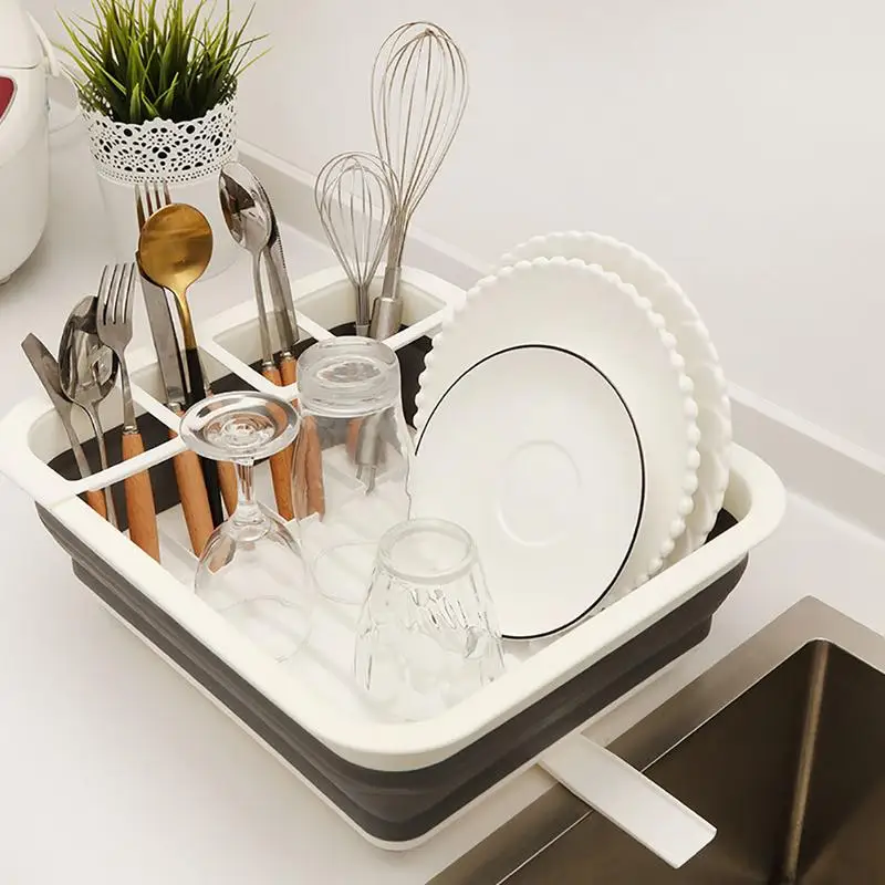 Складная полка для посуды для мытья посуды корзина для раковины Кухонная Подставка для хранения посуды пластина выдувная Подставка для ложки Сушилка Полка Органайзер