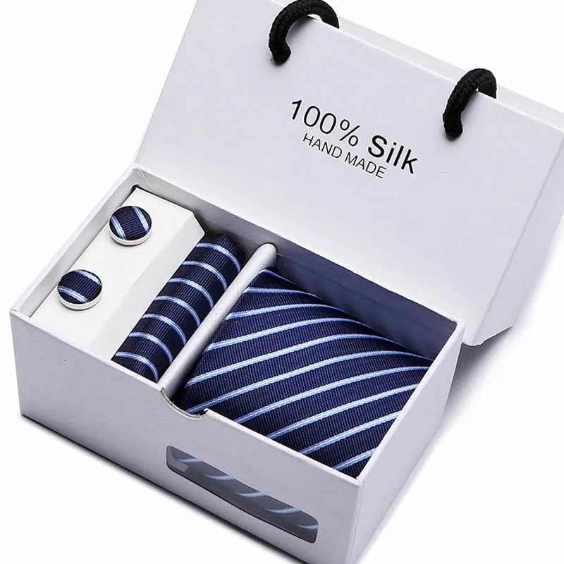 Дизайн набор галстуков с подарочной коробкой жаккардовый плетеный галстук шелковый галстук Hanky запонки наборы галстуков для свадебной вечеринки для мужчин - Цвет: SB20