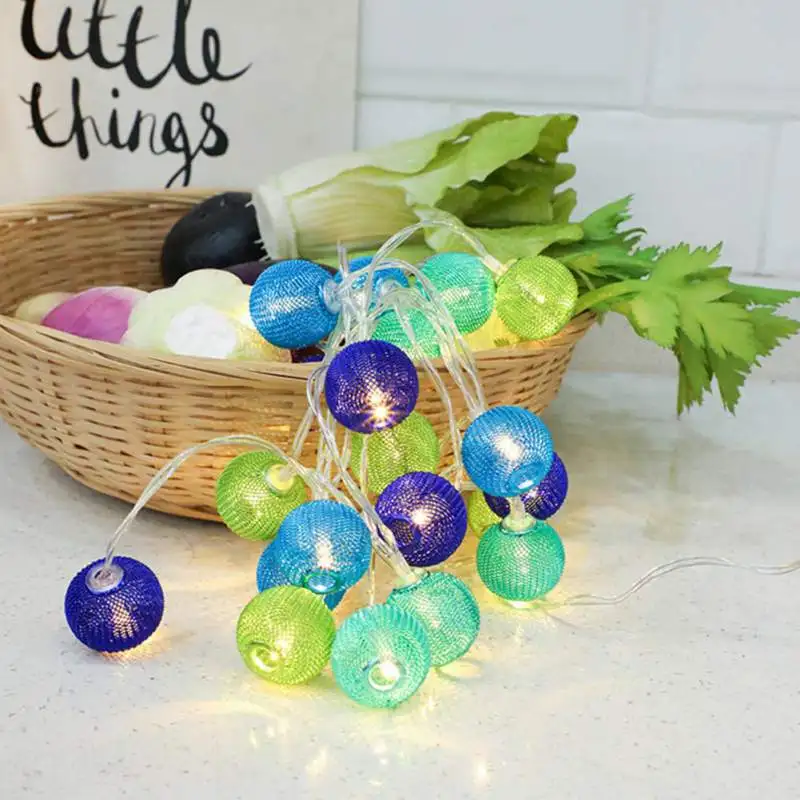 1 PC Iron Colorful Ball Shaped LED Holiday Lamp String Light Hanging Light Post Bedroom Balcony Bar Wedding Holiday Deco - Испускаемый цвет: 2m