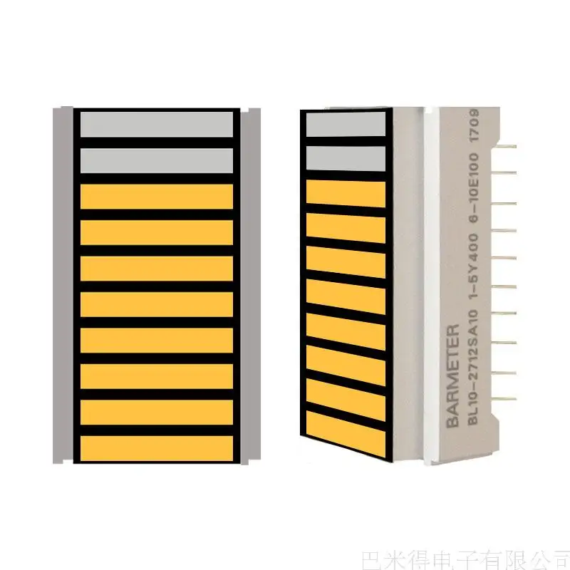 

BL10-2712S 10-segment 27mm long yellow LED column display device
