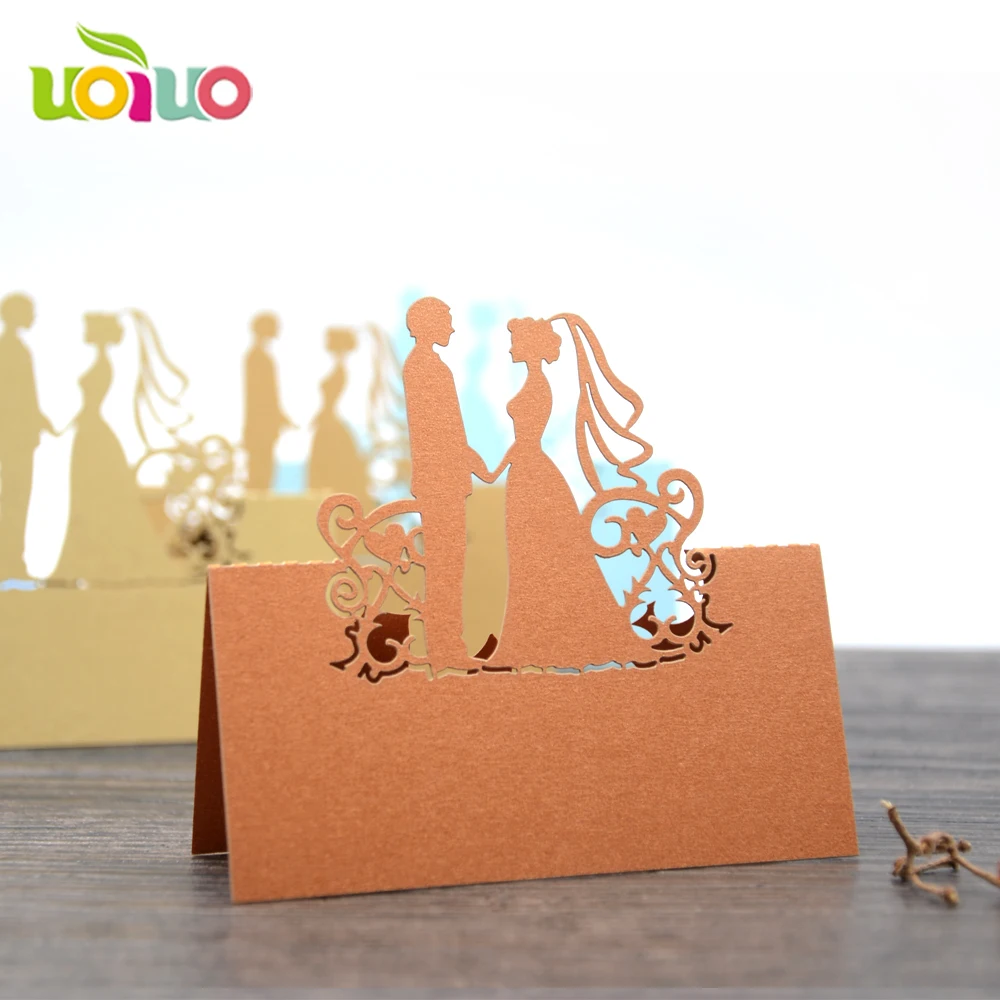 

50Pcs couple Paper Vine Seat Cards Laser Cut Name Place Card Wedding Celebration Birthday Party Table Card Decor New Arrival
