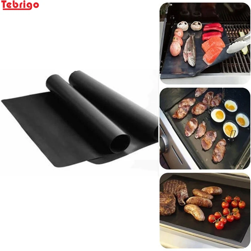 Tebrigo BBQ Grill Mat Non-stick 0.2mm Extra thick Baking Heat Resistant Grilling Reusable Easy to Clean | Дом и сад
