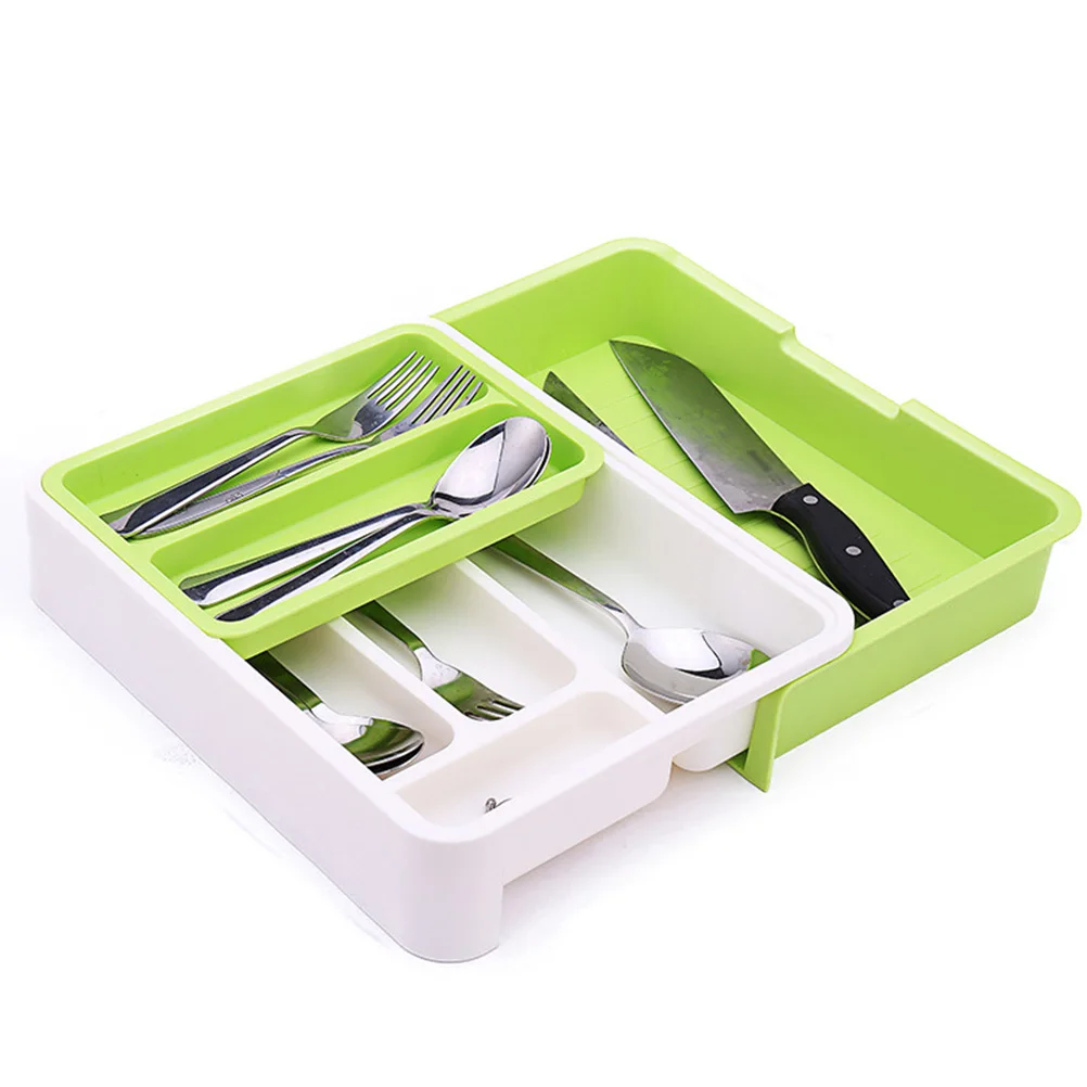 

Storage Box Partition Design Telescopic Kitchen Organizer Box Cutlery Storage Organizer Flatware Tray for Kitchen Desktop Drawer
