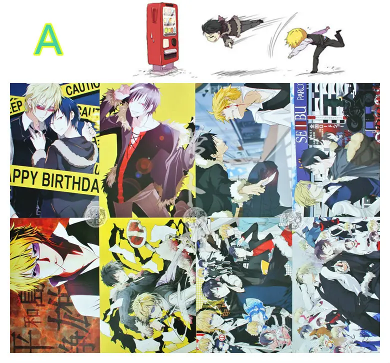 

8 pcs/set DuRaRaRa poster anime DRRR Izaya Sturluson Masaomi Shizuo figure posters for wall 42x29cm free shipping