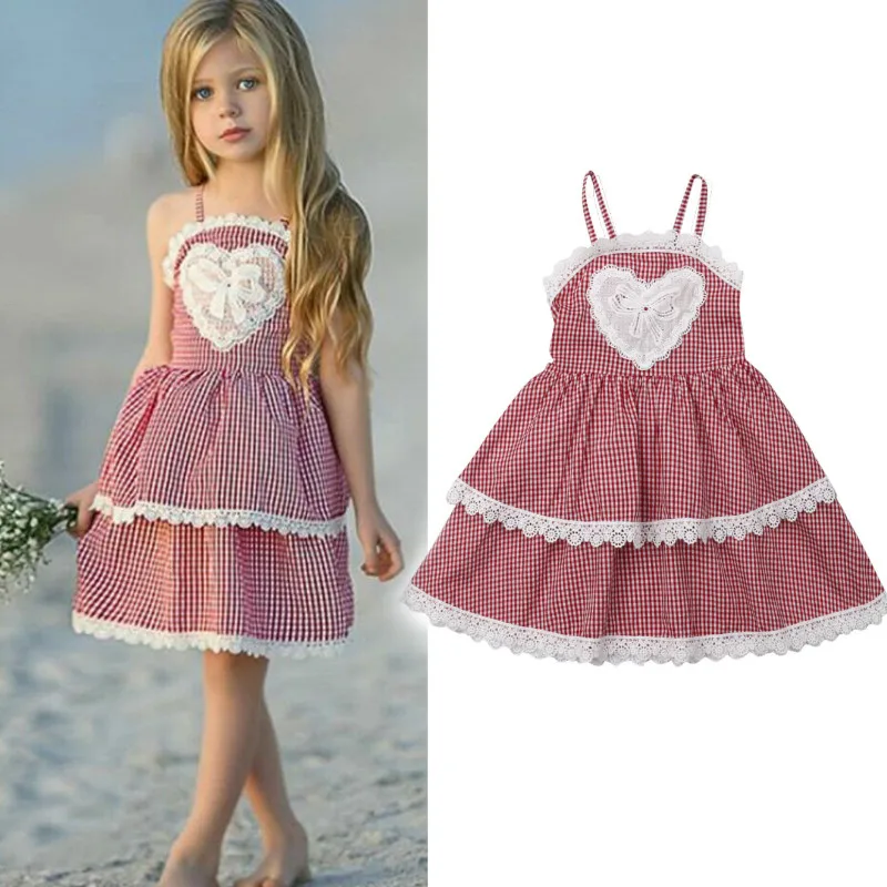 

2019 New Lace Princess Dress Kids Baby Girl Dress Sleeveless Plaid Pageant Tutu Dresses Toddler Baby Girl Clothes Sundress