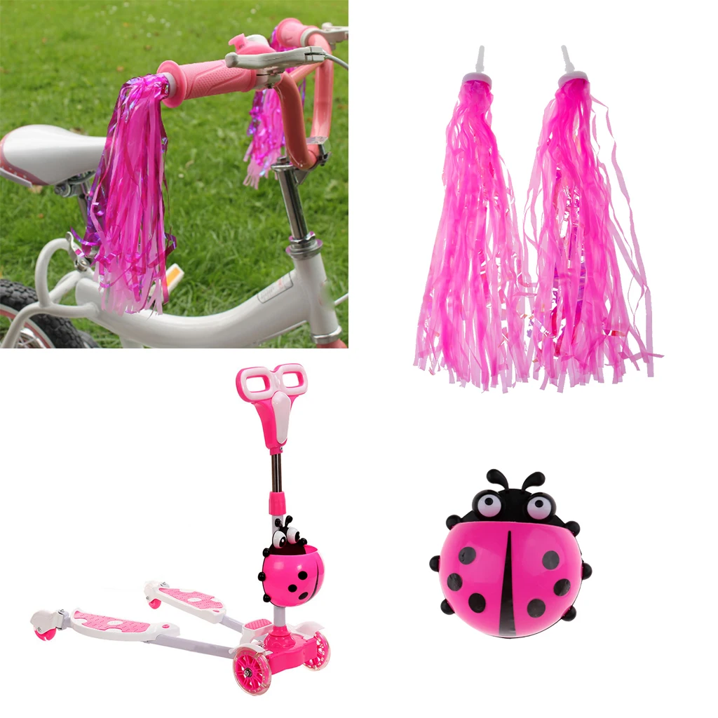 

Bicycle Plastic Bag Kids Children Bike Scooter Front Basket with Handle Tassels for Boys Girls Gifts Cycling Accessories