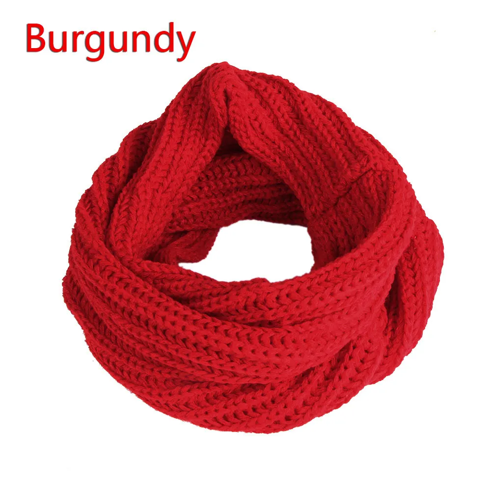 B-burgundy 1 шт., Зимний теплый шарф-хомут, Круглый вязаный шарф для женщин и девочек, вязаный шерстяной шарф с круглым вырезом, Одноцветный шарф-снуд Infinit - Цвет: B-burgundy