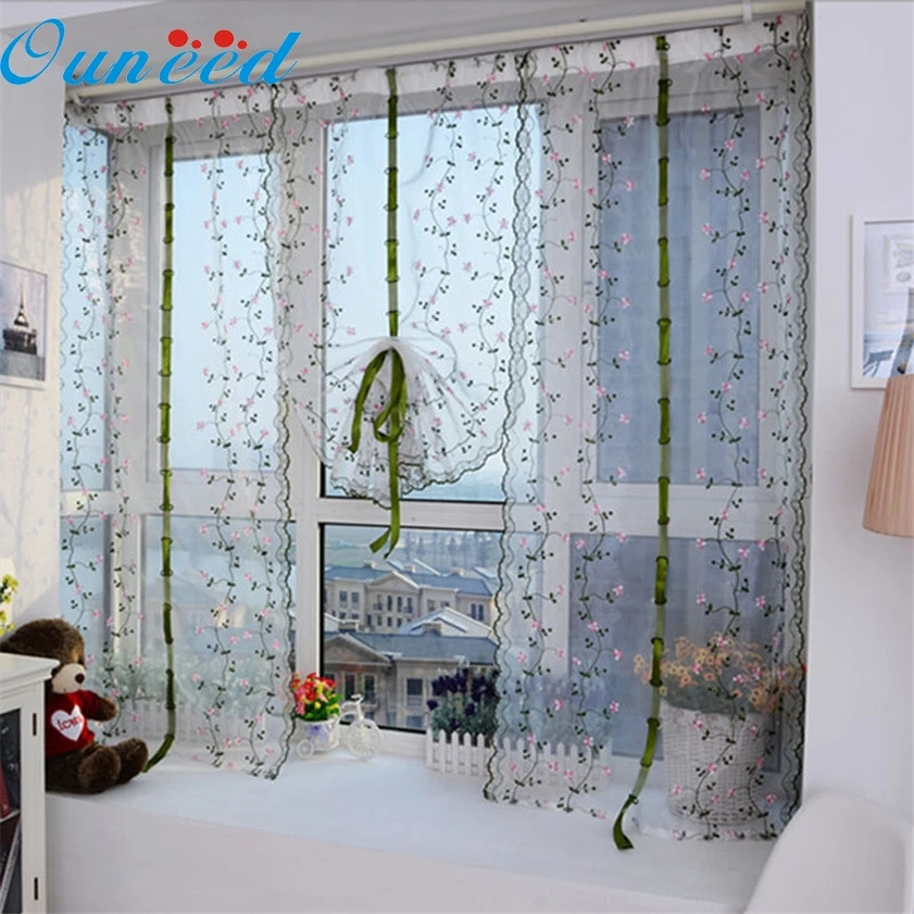 

Zero Flower color Tulle Door Window Curtain Drape Panel Sheer Scarf Valance
