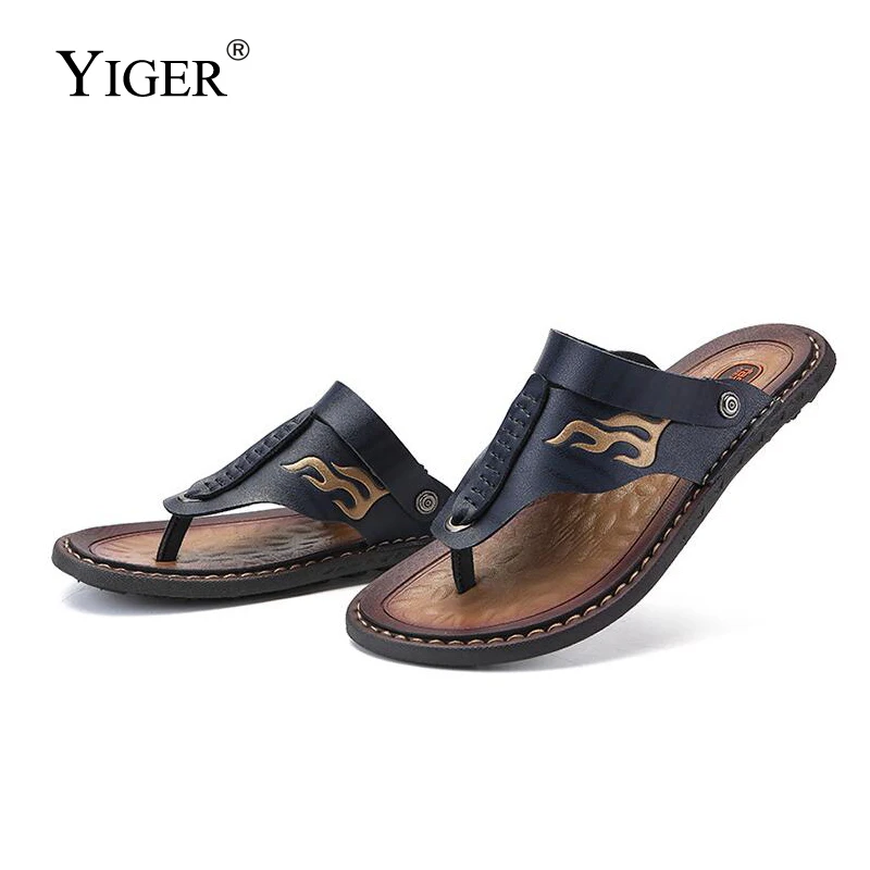 YIGER/Новинка Мужские Пляжные шлепанцы Вьетнамки Мужская Нескользящая пляжная