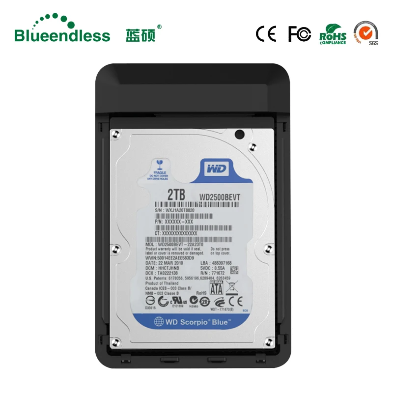 Blueendless 2,5 дюймовый корпус HDD USB3.0 на SATA внешний жесткий диск корпус 6 Гбит/с высокоскоростной ящик для HDD SSD Поддержка UASP