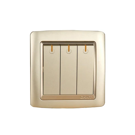 

CHINT NEW2K Series Wall Switch Socket Light Champagne Gold Five Hole Socket Three Gang Two Way