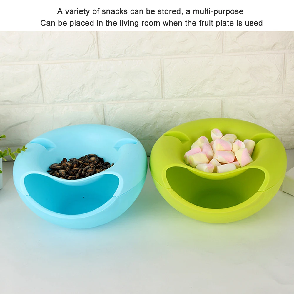 Kitchen Plastic Lazy Person Fruit Bowl A Fruit Bowl Can Be Opened Double Candy Dish Round Fruit Box Melon Seeds Fruit Candy Skin (14)