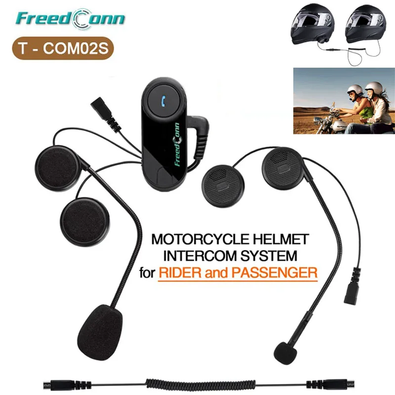 T COM02S Motorcycle Helmet Interphone Bluetooth Helmet Headset for Rider and Passenger Pillion