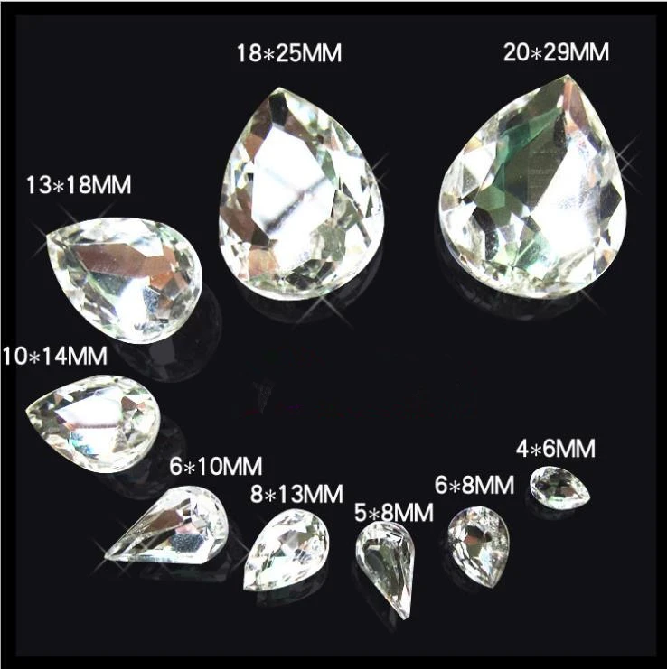 

Crystal Clear Rivoli Fancy Stone Many sizes pointed Tear Drop loose Crystal rhinestone Glass glue on DIY Crafts Jewelry Making