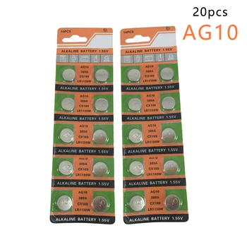 

Centechia Top Sale 20 pcs Watch Battery 10 Pcs 1.55V AG10 LR54 LR1130 L1131 389 189 Alkaline Batteries Button Cell Coin