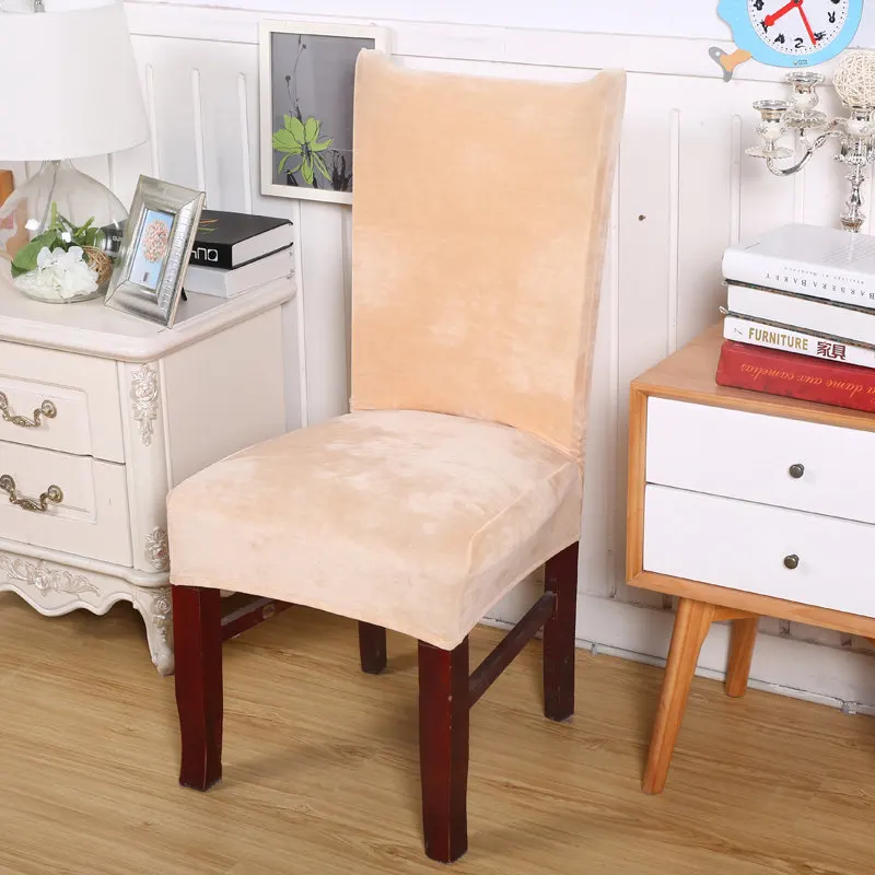 Одноцветный современный красный плюшевый стул с обивкой, чехлы из бархата для столовой, толстые Чехлы для свадьбы, офиса, банкета, dust-proof43 - Цвет: color 5