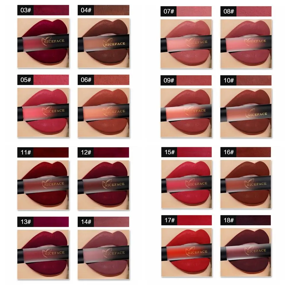 18 Colors 1 Pcs Sexy Velvet Lipsticks Long Lasting Waterproof Matte Liquid Lip Gloss Lip Sticks Women Beauty Makeup Tools