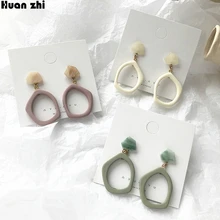 HUANZHI корейские японские простые неправильной формы геометрические многоугольные Полые Акриловые Матовые ацетатные Висячие серьги для женщин студенток