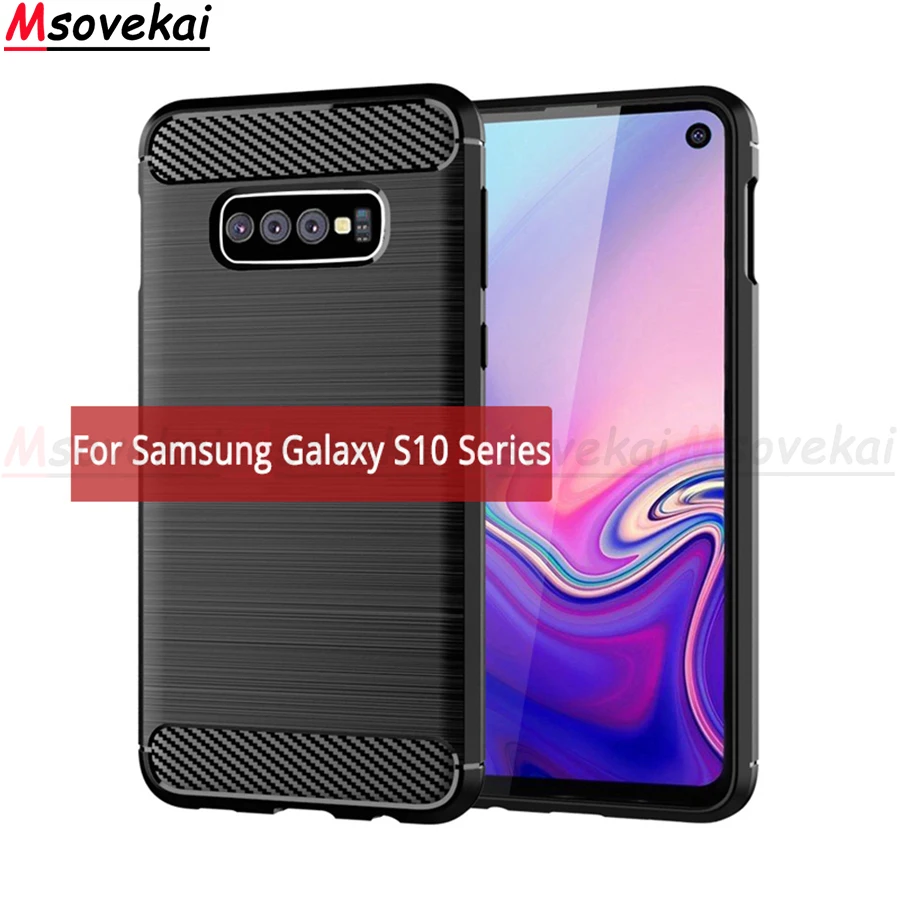 

For Samsung Galaxy S10 Plus Fashion Carbon Fiber Cases Luxury Armor Soft Cover For Samsung Galaxy S10e Shockproof Phone Cases
