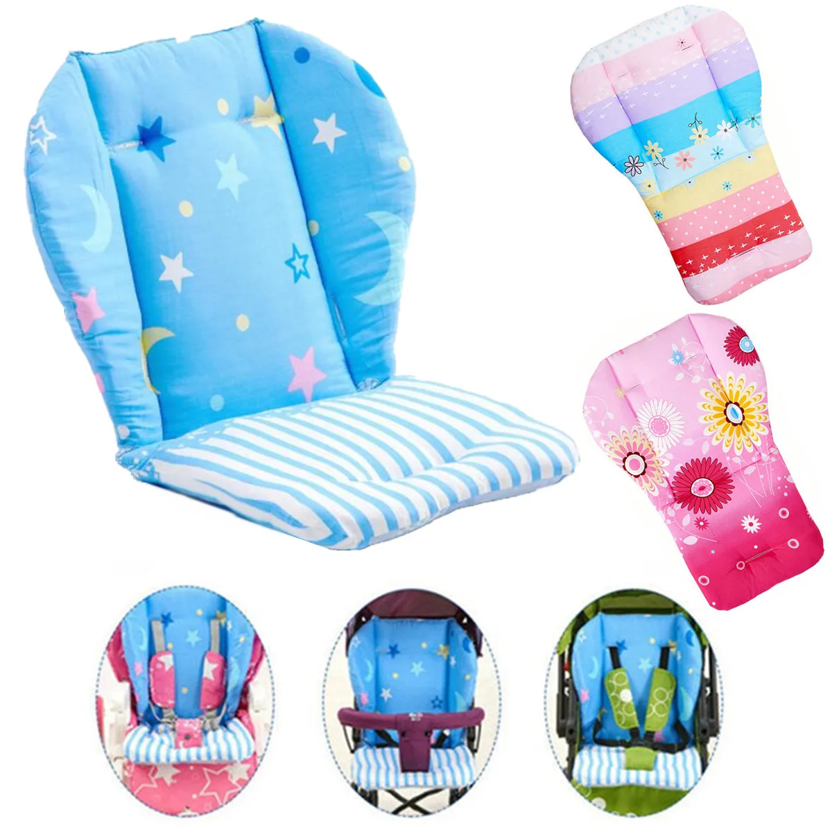 

Baby High Chair Cushion Cover Kids Children Booster Mats Pads Feeding Chair Cushion Stroller Seat Cushion Pure Cotton Fabrics