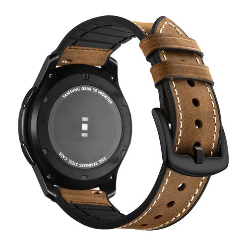 Кожаный ремешок для samsung Galaxy watch 46 мм/gear S3 Frontier huawei watch gt ремешок 22 мм ремешок для часов correa силиконовый браслет ремень - Цвет ремешка: Dark brown crazy hor