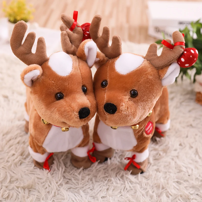 Rena de Natal Brinquedos de Pelúcia Animais de Pelúcia Eletrônicos para Crianças Tiara do Bebê Falando Cantando Andando Meninas Meninos 8 Falando cantando andando rena de natal falando