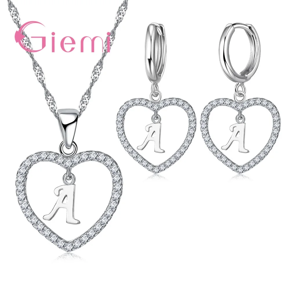 Design Sweet Heart Shape With The First Letter Of The Name 925 Sterling Silver Accessories Pendant Necklace Earring Buy Online At Best Prices In Pakistan Daraz Pk