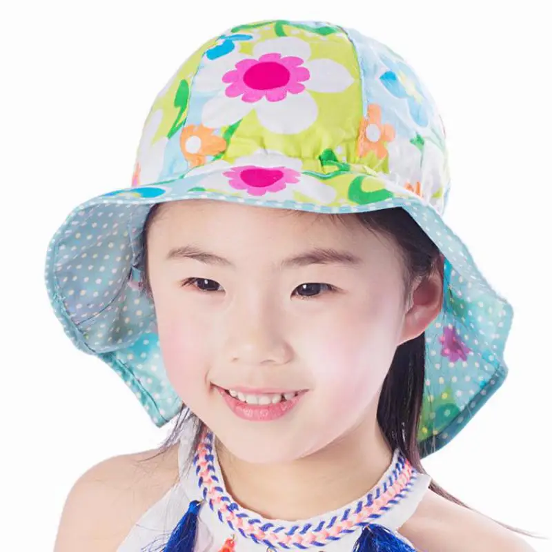 COKK, летние шапки для девочек, детская Панама, двусторонняя Солнцезащитная шляпа с цветком, козырек от солнца, Рыбацкая шляпа, Пляжная шапка для путешествий
