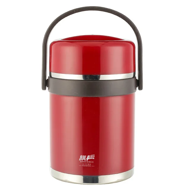 QIFENG термальный Ланч-бокс, двухслойный вакуумный термос для еды, контейнер, 304 нержавеющая сталь, Бенто-бокс, портативный для детей, школы - Цвет: Красный