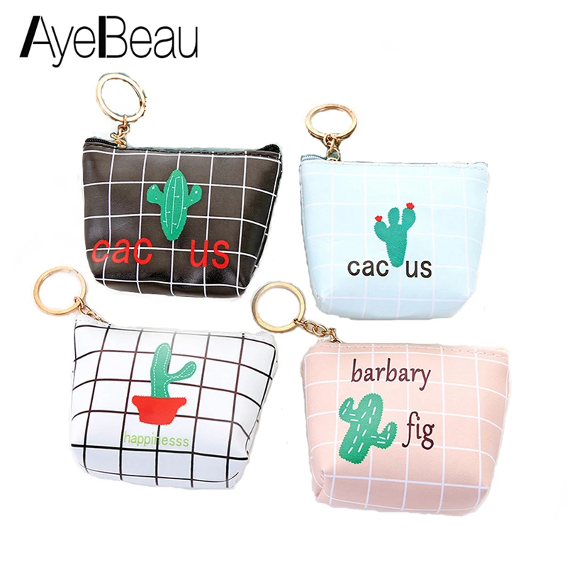 Cute Cactus Little Canvas Small Female Change Coin font b Purse b font Women font b