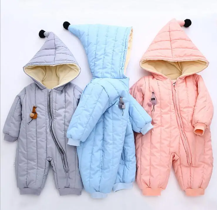 Winter Baby Rompers Clothes Long Sleeved Newborn Boy Girl Coral Fleece