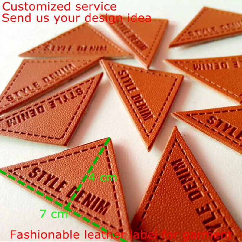 500pcs Brown/Black Pu leather embossed label for denim custom tag
