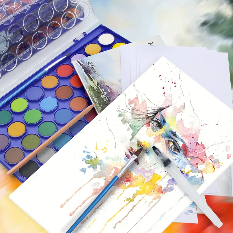 Memory 36 цветов акварельные краски наборы профессиональные Водные Цвета для рисования бумажные товары для рукоделия с бесплатными кистями палитра