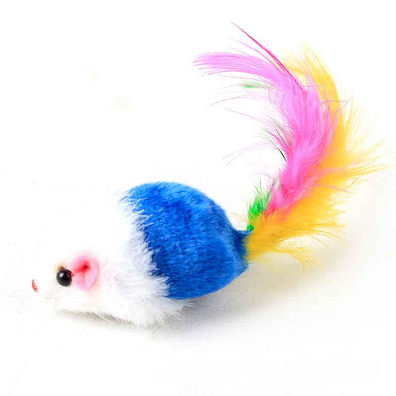 Cat Toys Colorful Cute False Mouse Feather Funny Mini Mouse Toys Pets Rat Funny Playing Toys Cat Kitten Chewing Toy PT0085 (7)