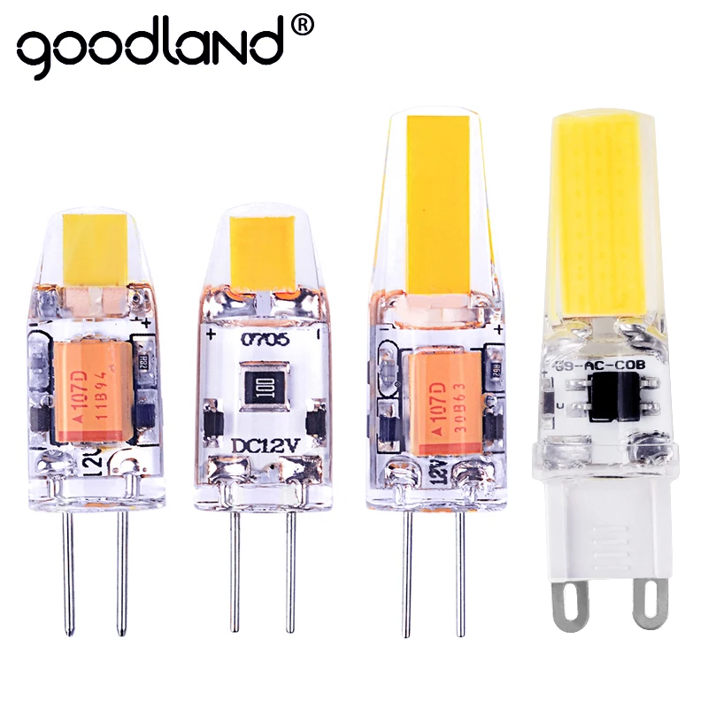 Светодиодная лампа Goodland G4 G9, 3 Вт, 6 Вт, светодиодная лампа G4, 220 В переменного тока, 12 В постоянного тока, высокая яркость, затемнение светодиодный ная лампа-кукуруза, замена галогенной люстры 10 шт лот светодиодная лампа cob g4 g9 e14 изменяемая лампа переменного постоянного тока 12 в 220 в 6 вт 9 вт 360 угол луча заменяемая галогенная све