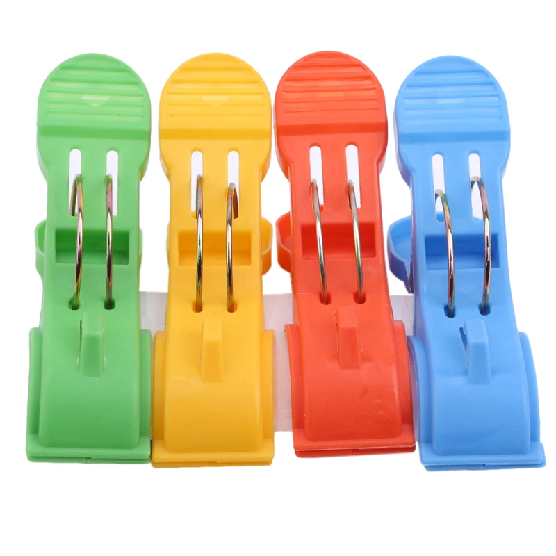 

4Pcs/Set Multicolor Thickening Plastic Clothes Clips Colorful Coat Scarf Towels Clothespins Large Powerful Windproof Quilt Clips
