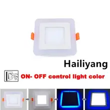 Двойной Цвет светодиодный Панель свет, 6 Вт, 9 Вт 16 Вт 24 Вт круглая квадратная панель светодиодный потолочный светильник AC110V 220V Крытый утопленный локальный светильник