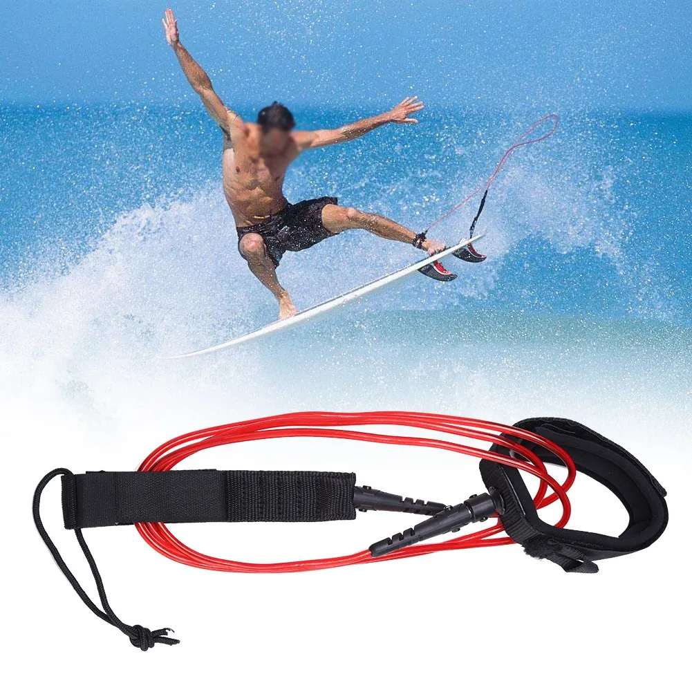 

ft 5.5mm Surfing Leash TPU Surfboard Leash Double Swivels Stand Up Paddle Board Leash Coiled Ankle Leash Surfing Sports Rope