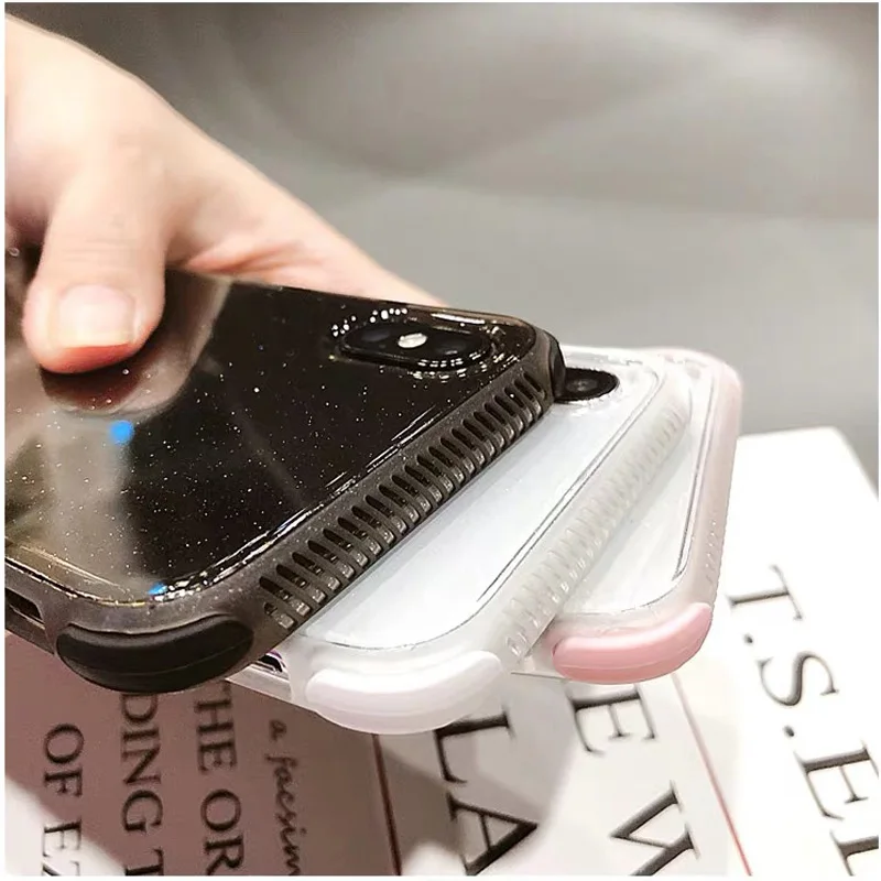 Slim Glitter Bling Powder Transparent Soft TPU Case Cover on sfor iPhone X 7 6 5s 8 Plus XR XS MAX SE 6s Shiny Phone Capa Coque  (4)