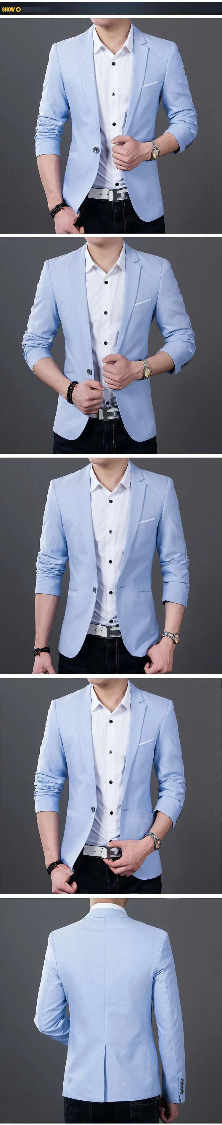 2018 Новая мода мужской пиджак Slim Fit Для мужчин s блейзеры Для мужчин куртка одноцветное Цвет Повседневное человек костюм Человека костюм