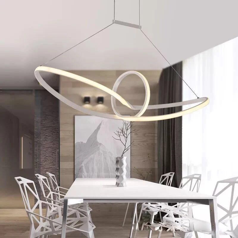 

Creative Modern LED Alloy Acrylic Pendant Light Suspension Luminaire Dimmable for Dinning Room Metal Pendant Lighting Fixtures