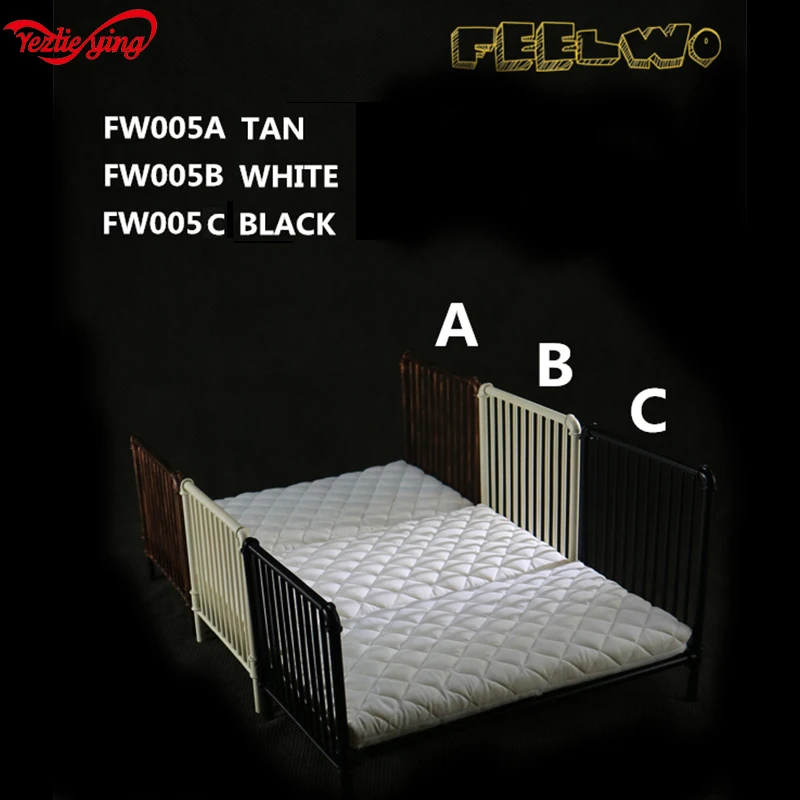 1/6 весы аксессуары для сцены FEELWOTOYS FW005 односпальная металлическая кровать + белый