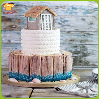 

Braided hemp rope board Fudge cake silicone mold shell Conch beach elements cake decoration mold