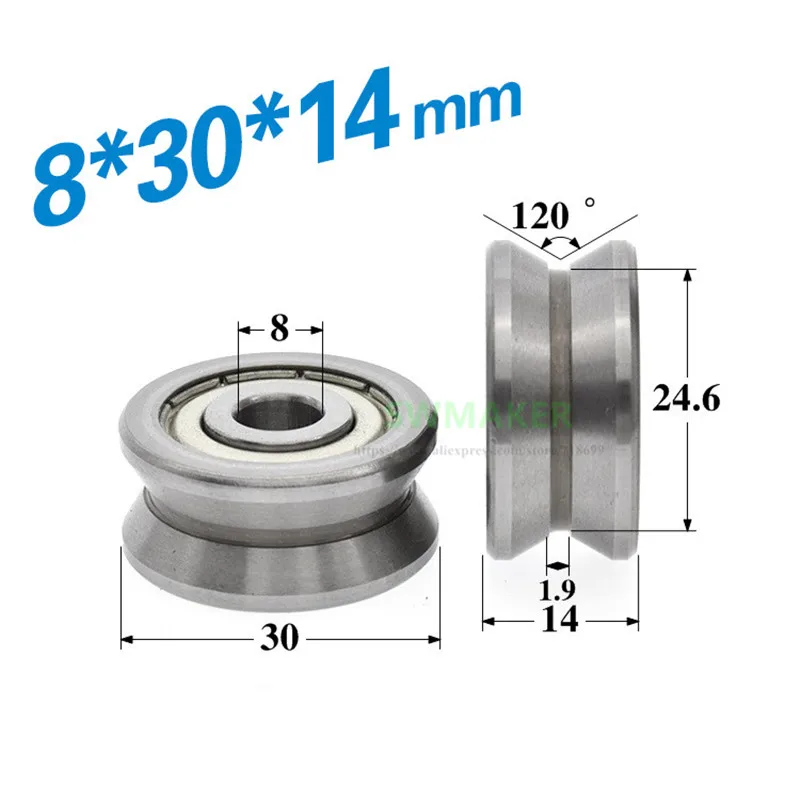 

1pcs 8*30*14mm LV20/8 bearing pulley, non-standard V groove all metal wheel/guide wheel/guide rail wire rope crane