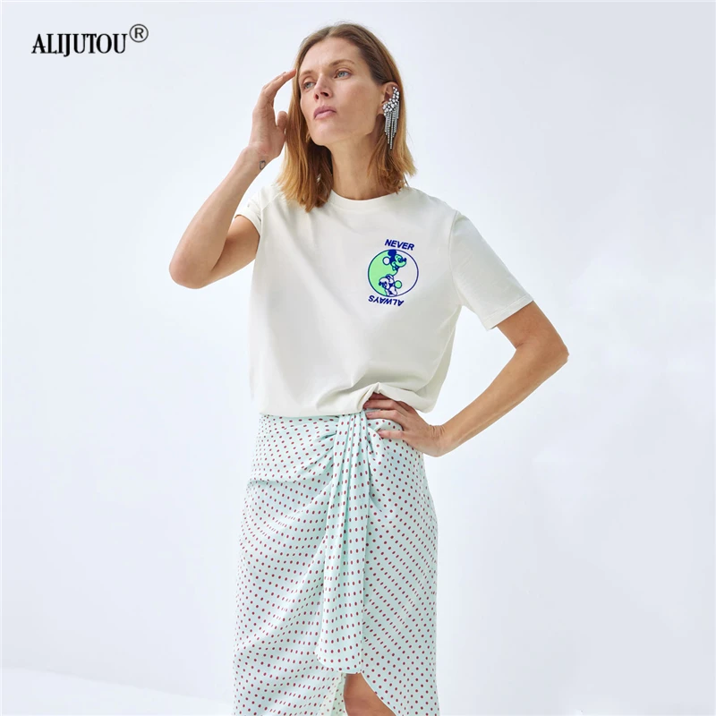 Crossover Mickey White T Shirt Women Simple Fashion Cartoon Letter Short Sleeve Print Tee Shirt Femme Casual Shirt Tops Zaraing