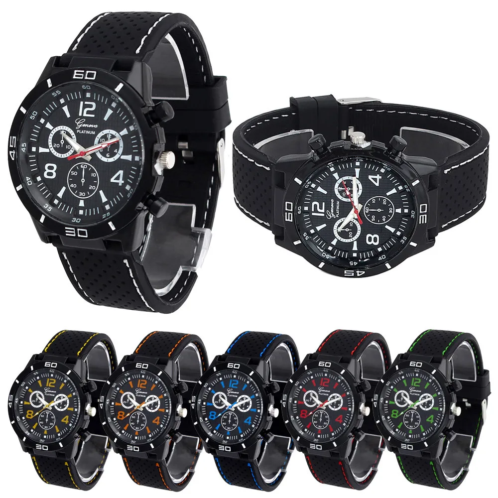 

2017 New Buckle Geneva Casual Alloy Men Digital Dial Silicone Analog Quartz Wrist Watch Men's Casual Military Watches Dropship
