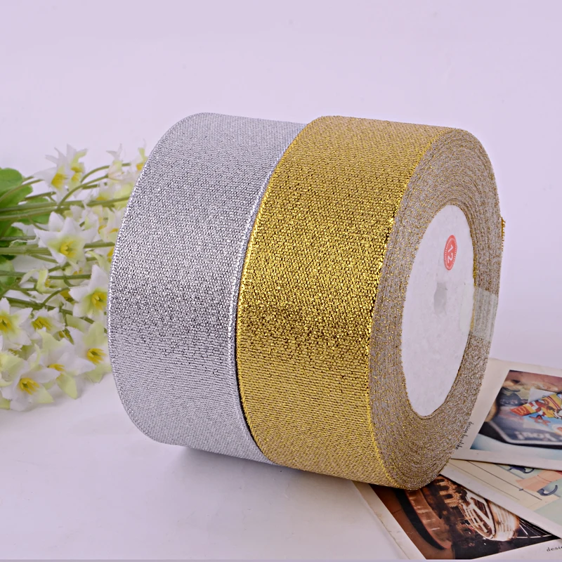 

25 Yards Gold Onions Belt Ribbon For Flower Gift Packaging Golden And Silver Glitter Ribbon 6mm,10mm,12mm,15mm,20mm,25mm,40mm